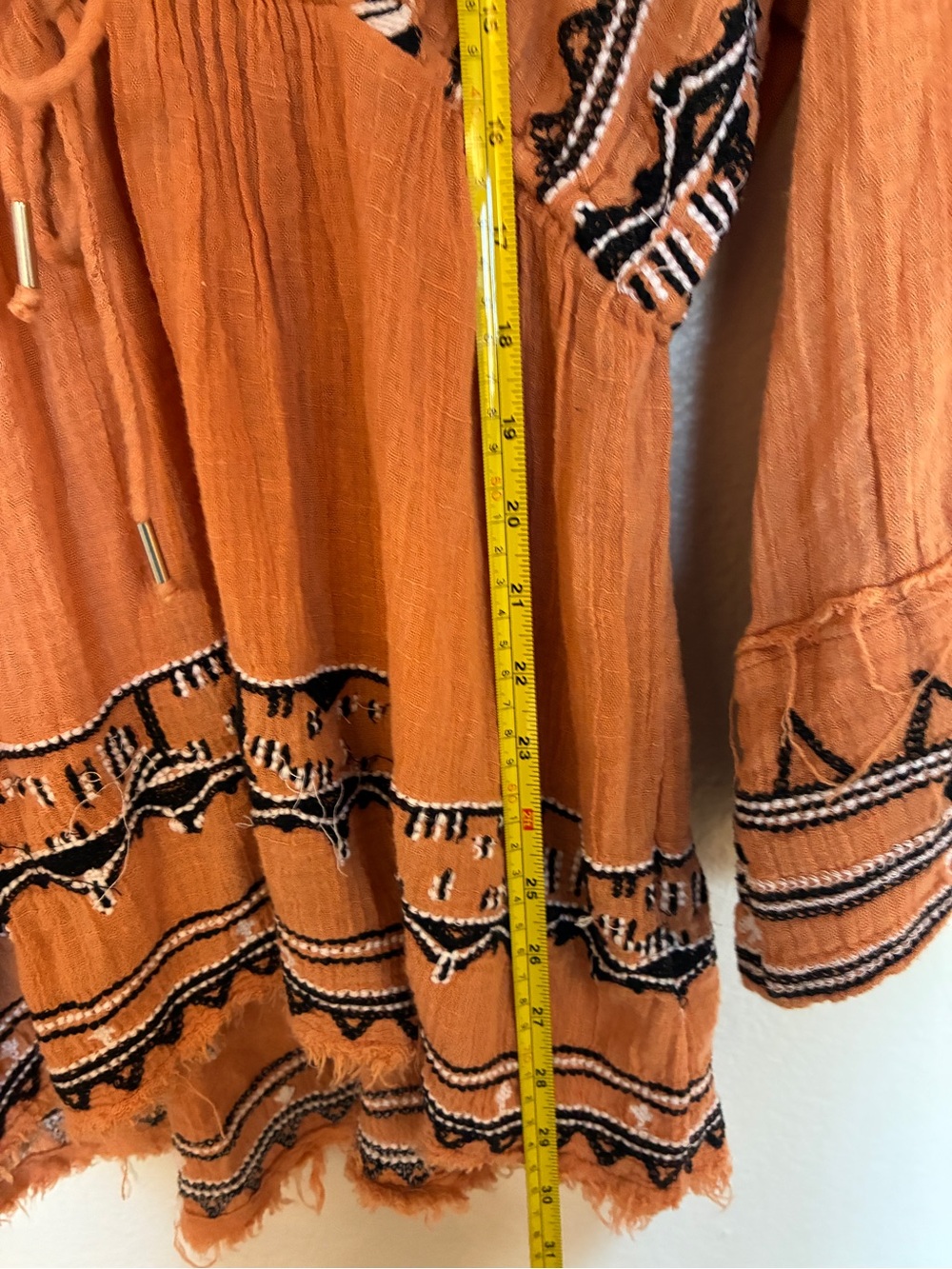 Free People Revolve Saffron Embroidered Tunic in Terracotta Boho Peasant Tunic - Picture 13 of 14